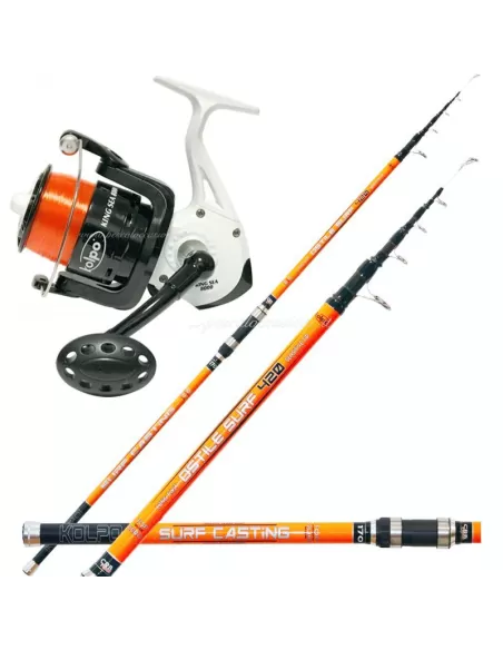Kolpo Combo Pesca Surf Canna Carbonio Mulinello 8000 Kit da pesca Kolpo