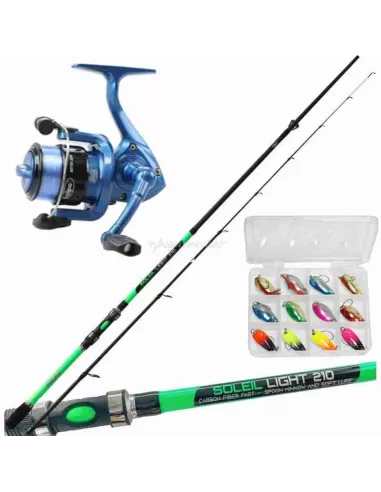 Kolpo Combo Pesca Spinning Light Completo Canna Mulinello Filo Spoon Scatola Kit da pesca Kolpo