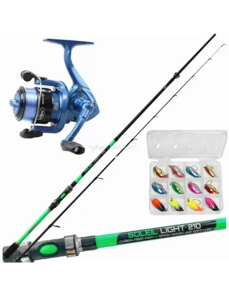 Kolpo Combo Fishing Spinning Light Complete Reed Mill Mill Wire Spoon Box