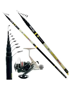 Kolpo Combo Bolognese Canna 6 mt Carbonio Alto Modulo Mulinello Frizione Posteriore Kit da pesca Kolpo