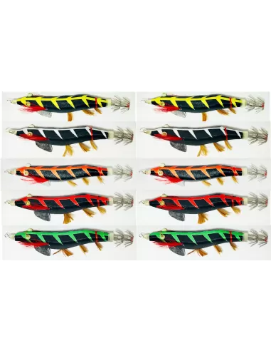 Kit 10 pz Kolpo Attira Totanara da Pesca Japanese Concept Esche Artificiali Kolpo