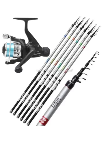 kolpo Combo Pesca Trota Lago Canna Carbonio con Mulinello Kit da pesca Kolpo