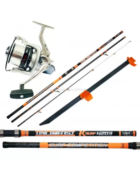 Kolpo Combo Surf Top Quality Canna Mulinello e Puntale Kit da pesca Kolpo