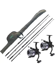 Kolpo Combo Pesca Carpfishing 2 Canne 2 Mulinelli 1 Fodero Kit da pesca Kolpo