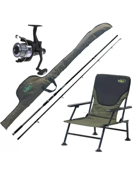 Kolpo Combo Pesca Carpfishing 1 Canna 1 Mulinello 1 Fodero 1 Sedia Kit da pesca Kolpo