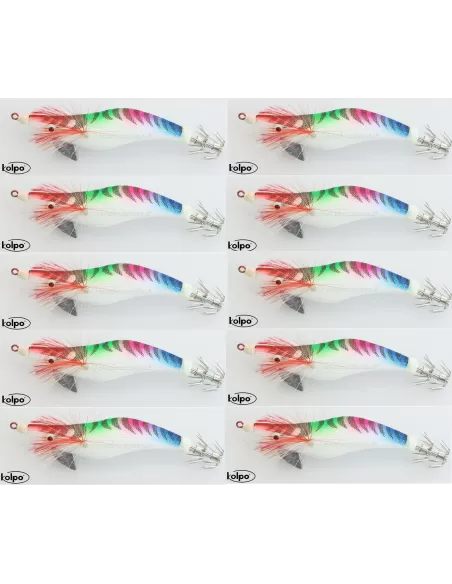 Kit Totanare da Pesca Egi 10 pz Totanara Multicolor 2.5 Esche Artificiali Kolpo