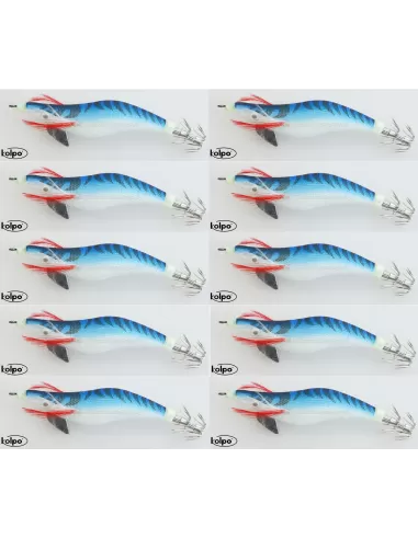 Kit Totanare da Pesca Egi 10 pz Totanara Blu 2.5 Esche Artificiali Kolpo