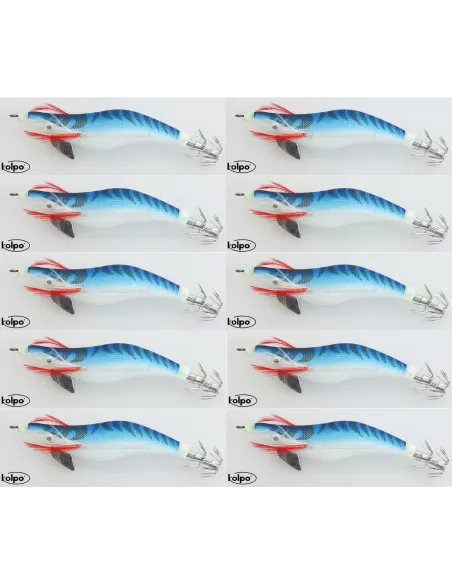 Kit Totanare da Pesca Egi 10 pz Totanara Blu 2.5 Esche Artificiali Kolpo