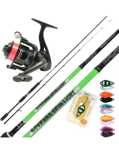 Kolpo Kit Fishing Trout Area Reed Reel and 5 Spoons