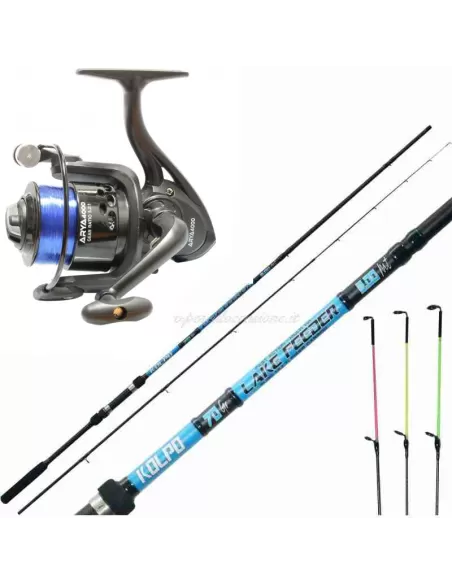 Kit Pesca Feeder Canna Con 3 Vette Mulinello e Filo  Kit da pesca Kolpo