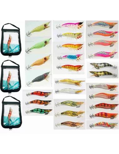 Kit 28 Totanare per la Pesca delle Seppie e 3 Astucci Esche Artificiali Kolpo
