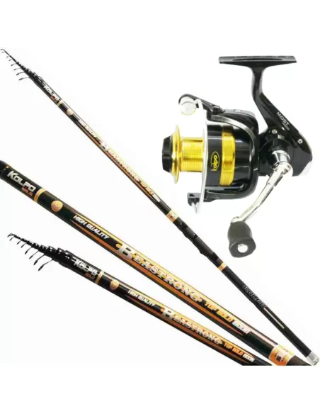 Kolpo Kit Pesca Bolognese Canna Carbonio Mulinello 4 Cuscinetti Kit da pesca Kolpo
