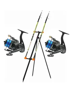 kit Pesca Surfcasting Completo 2 Canne 2 Mulinelli 1 Tripode Kit da pesca Kolpo