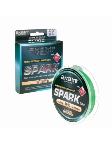 Akami Spark Trecciato 8 Capi Rivestito in Teflon 150 mt Fili da pesca Akami