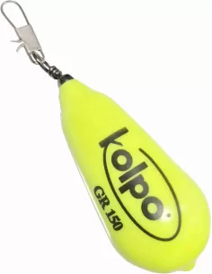 Kolpo Piombo Pera Giallo Fluorescente con Girella e Moschettone Minuteria Kolpo