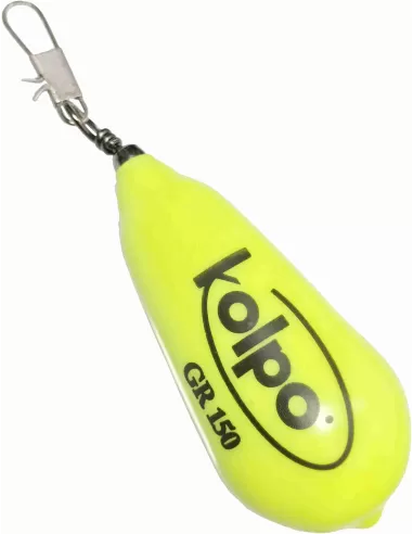 Kolpo Piombo Pera Giallo Fluorescente con Girella e Moschettone Minuteria Kolpo
