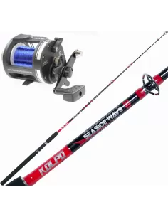 Kolpo Kit Traina Costiera Canna 30 lb Mulinello Troll con Filo Kit da pesca Kolpo