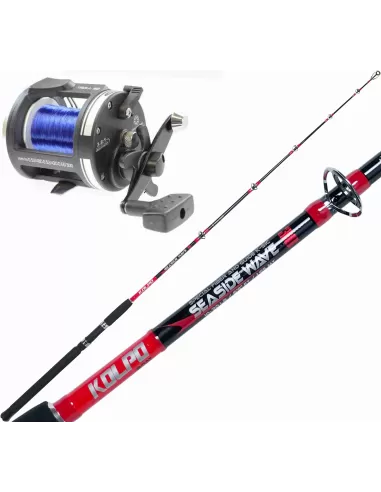 Kolpo Kit Traina Costiera Canna 30 lb Mulinello Troll con Filo Kit da pesca Kolpo