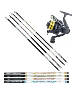 Kolpo Combo Pesca alla Trota Canna in CArbonio Mulinello Nanga Kit da pesca Kolpo