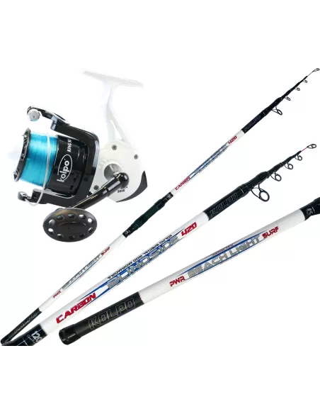 Kolpo Combo Kit Surfcasting Canna In Carbonio Mulinello 8000 Kit da pesca Kolpo