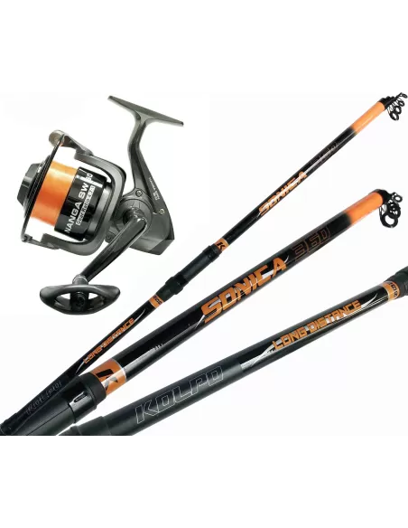 Kolpo Combo kit Pesca Fondo Canna 3.60 mt mulinello 6000 con Filo Kit da pesca Kolpo