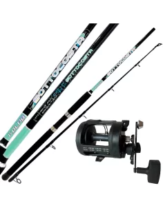 Kolpo Kit Pesca a Traina con Canna in Due Sezioni Mulinello Kit da pesca Kolpo