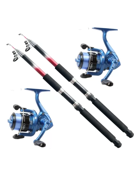 Kolpo Kit Pesca Universale Spinning Bolognese Fondo 2 Canne 2 Mulinelli Kit da pesca Kolpo