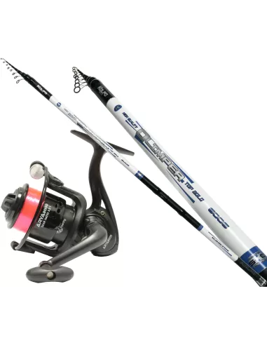 Kolpo Canna Bolognese 4 mt in Carbonio con Mulinello Arya 2000 e Filo Kit da pesca Kolpo