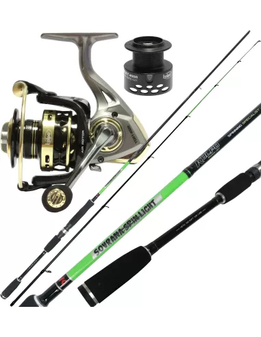 Kolpo Canna Spinning in Carbonio 2 25 gr Mulinello Yory 2500 14 Cuscinetti Kit da pesca Kolpo
