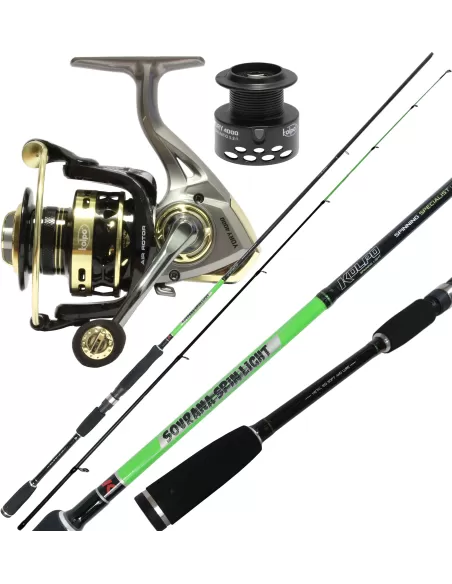 Kolpo Canna Spinning in Carbonio 2 25 gr Mulinello Yory 2500 14 Cuscinetti Kit da pesca Kolpo