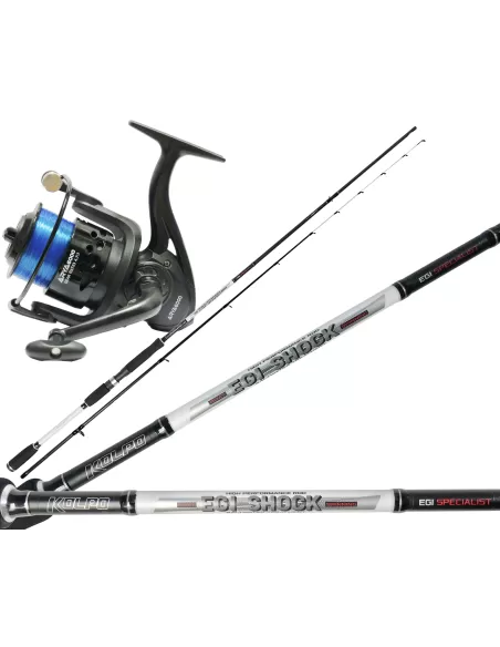 Kolpo Canna in Carbonio con Mulinello e Filo Pesca Seppie e Totani Kit da pesca Kolpo
