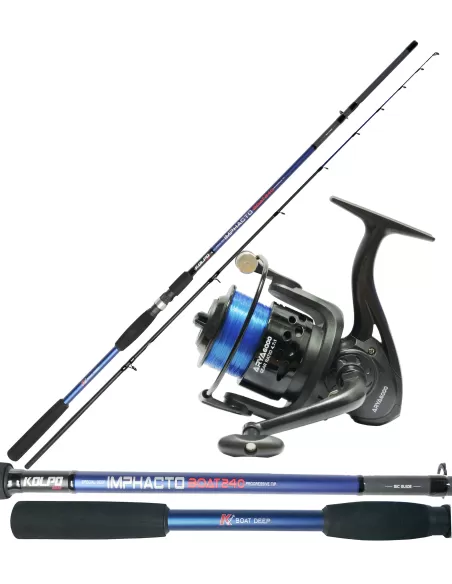 Kolpo Canna con Mulinello e Filo per Trainetta Costiera e Bolentino Kit da pesca Kolpo