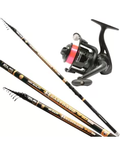Kolpo Canna Bolognese Beastrong in Carbonio Con Mulinello Arya 2000 Kit da pesca Kolpo