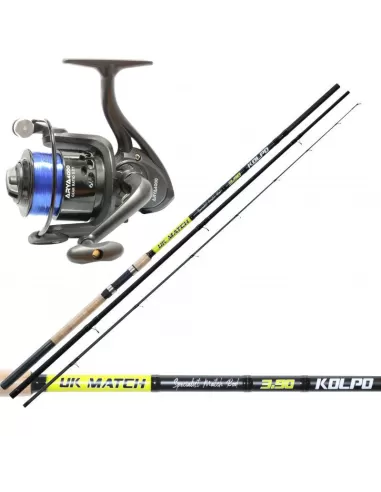 Kolpo Canna Pesca Inglese Uk Match con Mulinello Arya 4000 Kit da pesca Kolpo