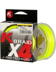 Kolpo K Braid X4 Trecciato Premium Quality 300 mt Giallo Fluo Fili da pesca Kolpo