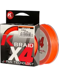 Kolpo K Braid X4 Trecciato Premium Quality 300 mt Orange Fluo Fili da pesca Kolpo