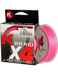 Kolpo K Braid X4 Trecciato Premium Quality 300 mt Pink Fluo Fili da pesca Kolpo