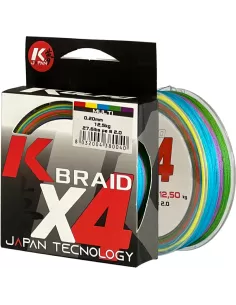 Kolpo K Braid X4 Trecciato Premium Quality 300 mt Multicolor Special Surf Fili da pesca Kolpo