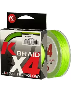 Kolpo K Braid X4 Trecciato Premium Quality 300 mt Lime Fluo Fili da pesca Kolpo