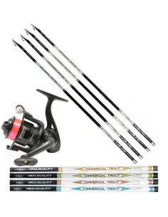 Kolpo Kit Pesca Trota Lago Tremarella in Carbonio e Mulinello Kit da pesca Kolpo
