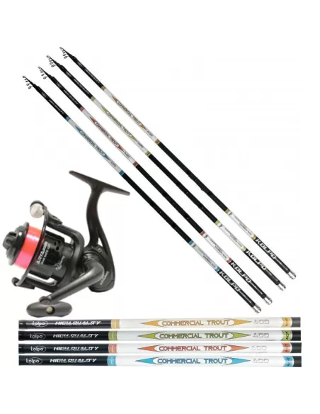 Kolpo Kit Pesca Trota Lago Tremarella in Carbonio e Mulinello Kit da pesca Kolpo