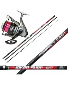 Kolpo Kit Surfcasting Canna in Carbonio Mulinello Con Filo Pink Kit da pesca Kolpo