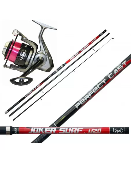 Kolpo Kit Surfcasting Canna in Carbonio Mulinello Con Filo Pink Kit da pesca Kolpo