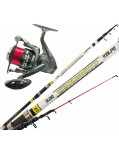Kolpo Combo Pesca dalla Barca Canna 2,40 M in Carbonio Mulinello e Filo Kit da pesca Kolpo
