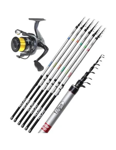 Kit Pesca alla Trota Lago Canna da Pesca Razer 1-4 gr con Mulinello Nanga e Filo Kit da pesca Kolpo
