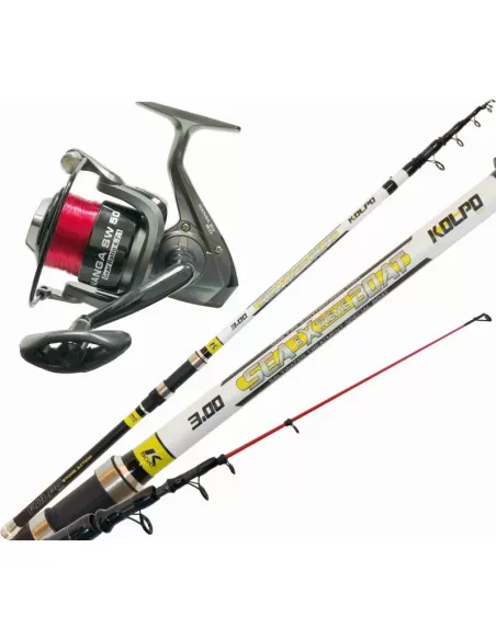 Kolpo Combo Pesca dalla Barca Canna 2,70 M in Carbonio Mulinello e Filo Kit da pesca Kolpo