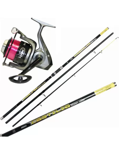 Kolpo Kit Pesca Surfcasting Canna in Carbonio Mulinello Nanga Kit da pesca Kolpo