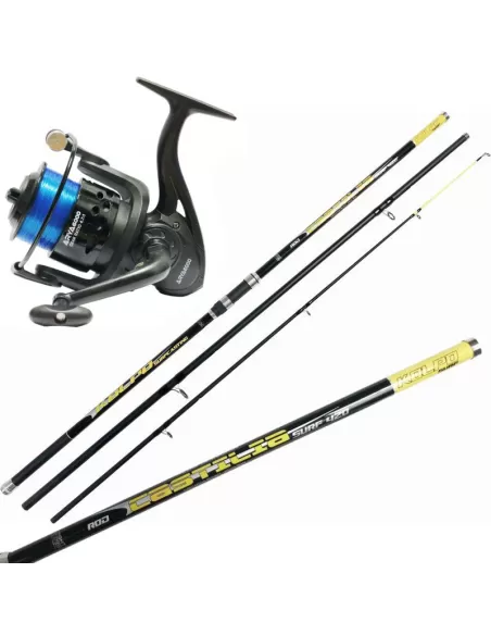 kolpo Kit Surf Canna 3 Sezioni in Carbonio Mulinello Arya 6000 Kit da pesca Kolpo