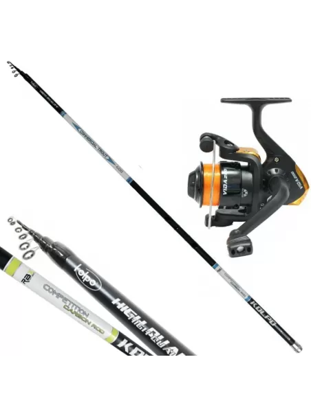 Kolpo Kit Trota Lago Tremarella Canna in Carbonio Mulinello e Filo Kit da pesca Kolpo
