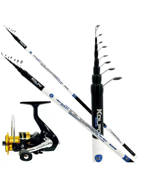 Kolpo Kit Pesca Bolognese in Carbonio 6 mt Mulinello Most 3000 Kit da pesca Kolpo